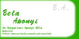 bela aponyi business card